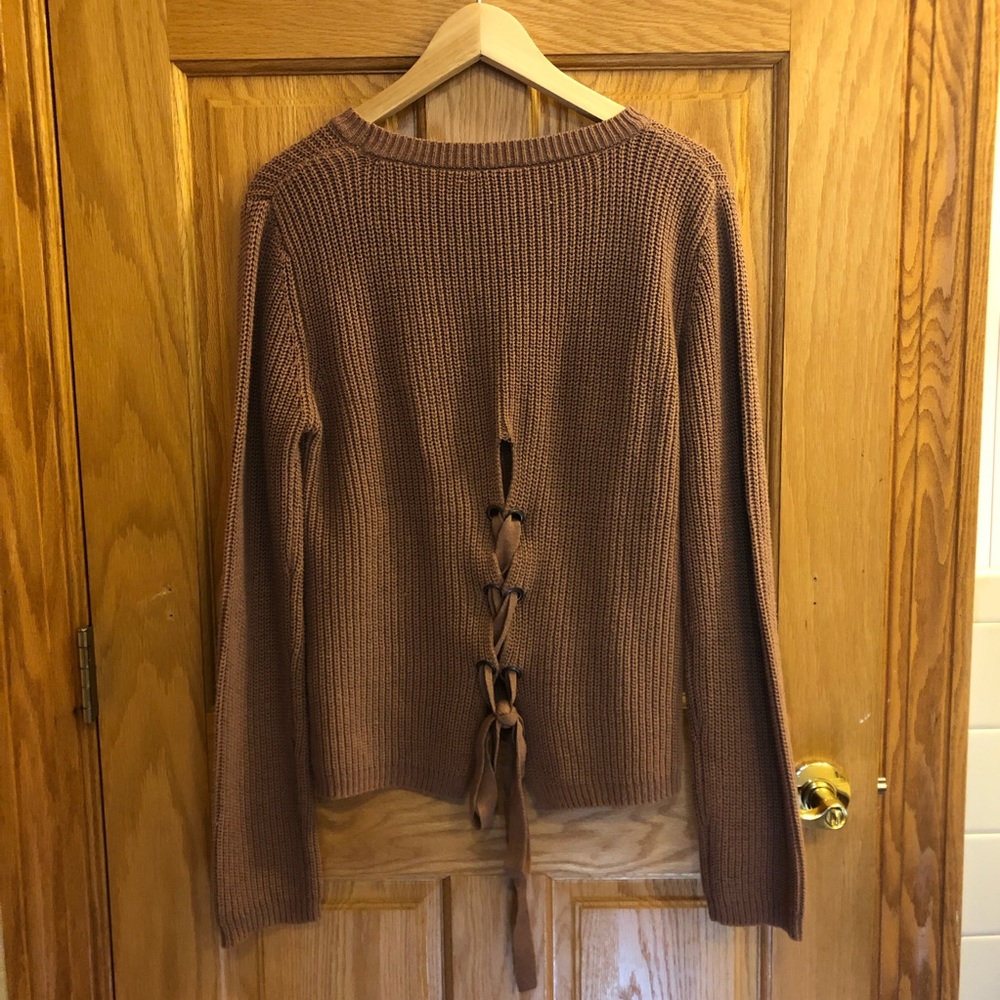 Lace back sweater